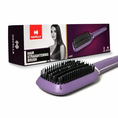 Havells Keratin Infused Hair Straightener Brush With Temperature Control For All Hair Types at ₹1,599