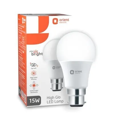 Orient Electric 15W High Glow LED bulb| 180-degree wide beam angle| Voltage surge protection up to 4 kV| 6500K, Cool White| B22d base| Made  at ₹99