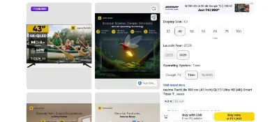 realmeTechLife 109 cm (43 inch) QLED Ultra HD (4K) Smart Tizen TV at ₹21,999