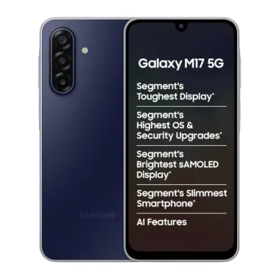 Samsung Galaxy M17 5G (Sapphire Black, 6GB RAM, 128GB Storage)| Circle to Search| Gemini Live| 50MP OIS Triple Camera| IP54 Rating at ₹20,999