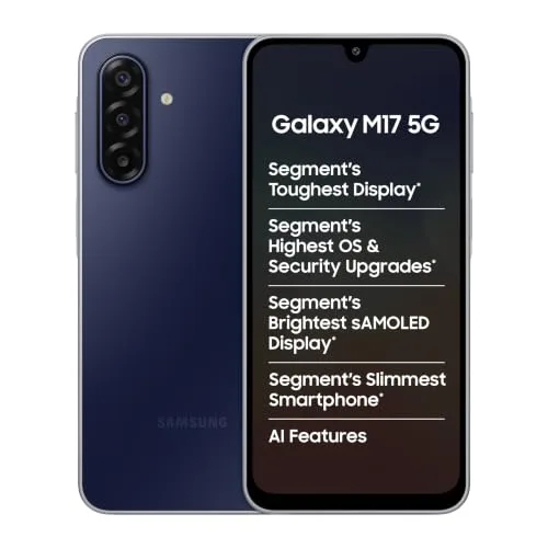 Samsung Galaxy M17 5G (Sapphire Black, 6GB RAM, 128GB Storage)| Circle to Search| Gemini Live| 50MP OIS Triple Camera| IP54 Rating at ₹20,999