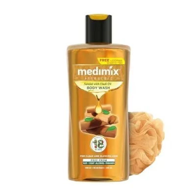 Medimix Ayurvedic Body Wash, Sandal with Eladi Oil for Clear, Glowing and Tan-Free Skin 250ml + 50ml | Herbal Shower Gel | Paraben-Free & Su at ₹111