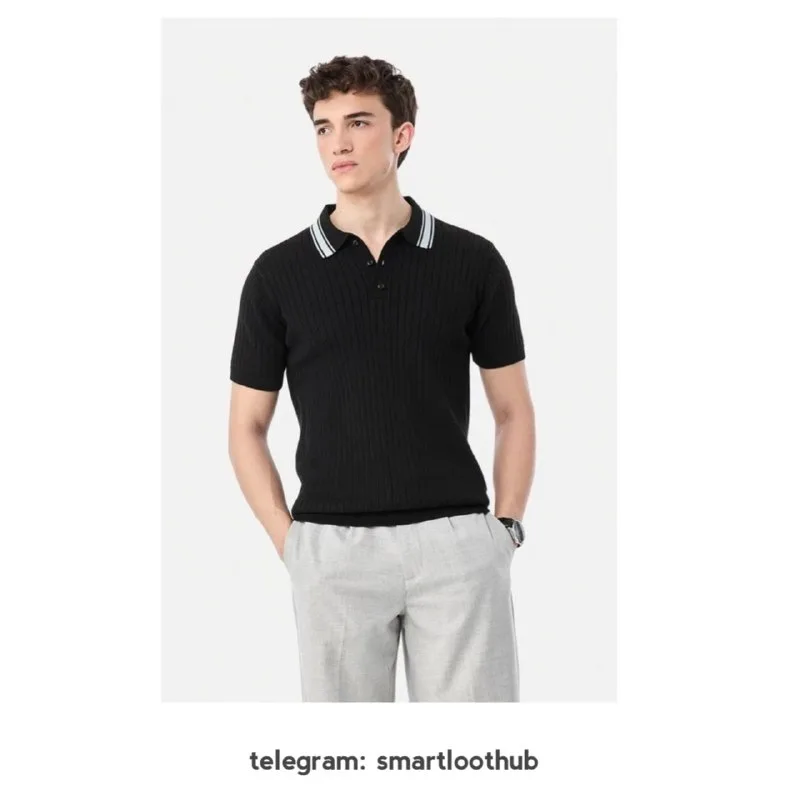 Snitch Solid Men Polo Neck Black T-Shirt at ₹649