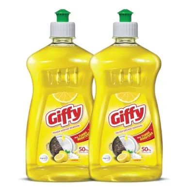 Giffy Concentrated Liquid Dish Wash Gel with the Power of Turbo Boosters & 50% More Effective P02 ( Lemon, 475ml) at ₹180