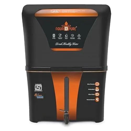 AQUA D PURE Alkaline RO Water Purifier 12L RO+UV+UF+TDS Control with Goodness of copper 12 Liter Large Storage Tank, Suitable for all type o at ₹4,417