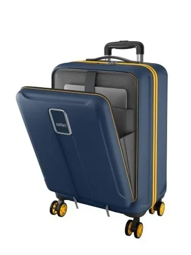 Safari Cabin Trolley Bag with Laptop Compartment, Hardside Polycarbonate Small (55cm) Suitcase | 360° 8 Wheel Spinner Travel Luggage| Recess at ₹2,099