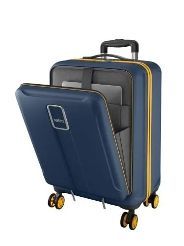 Safari Cabin Trolley Bag with Laptop Compartment, Hardside Polycarbonate Small (55cm) Suitcase | 360° 8 Wheel Spinner Travel Luggage| Recess at ₹2,099