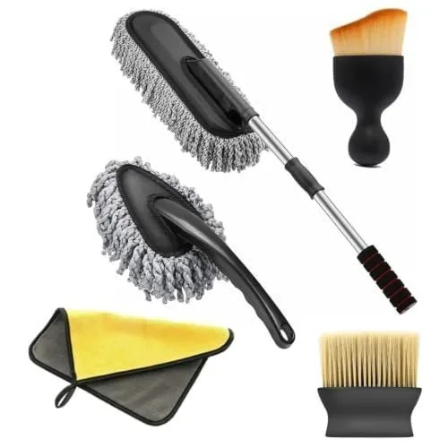 OTO2EYE 5 PCs Microfiber Car Duster with Long Handle Car Cleaning Brush Exteriror and Interiror Car Cleaning Cloth Car Ac Vent Cleaner Brush at ₹320
