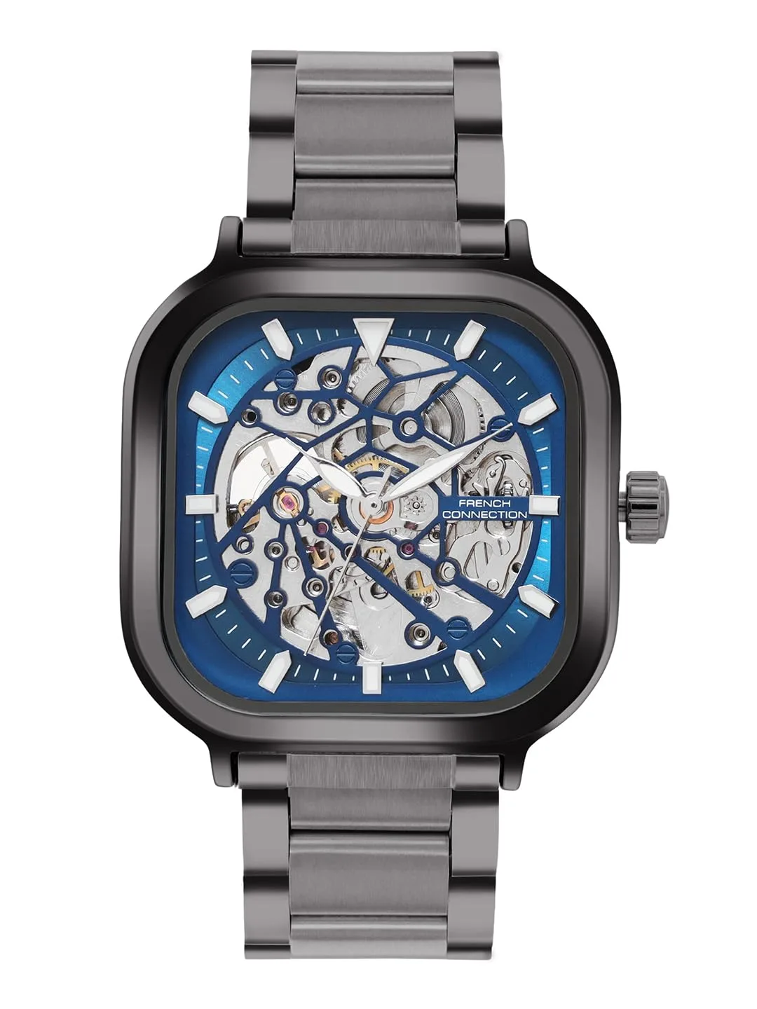 French Connection Blue Skeleton Dial Automatic Watch for Men at ₹2,902