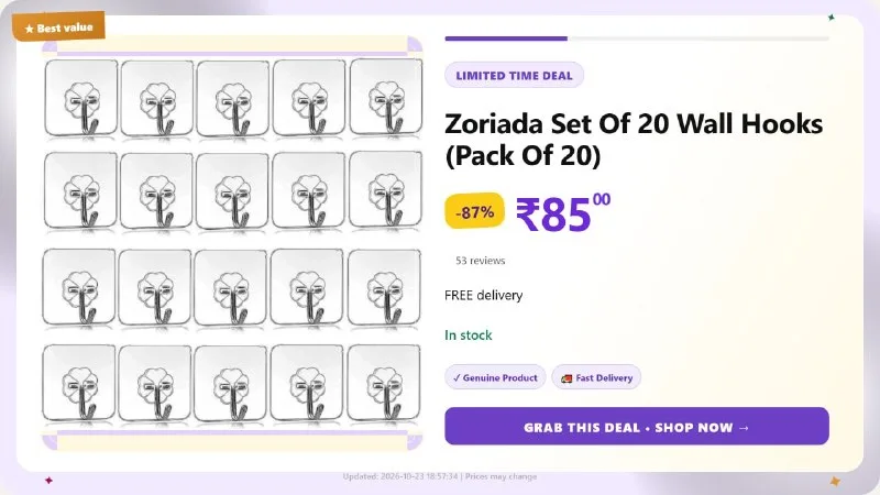 Wall Hooks (Pack Of 20) at ₹85