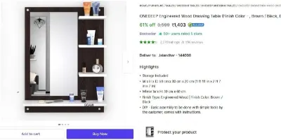 Wooden Dressing Table at ₹1,403