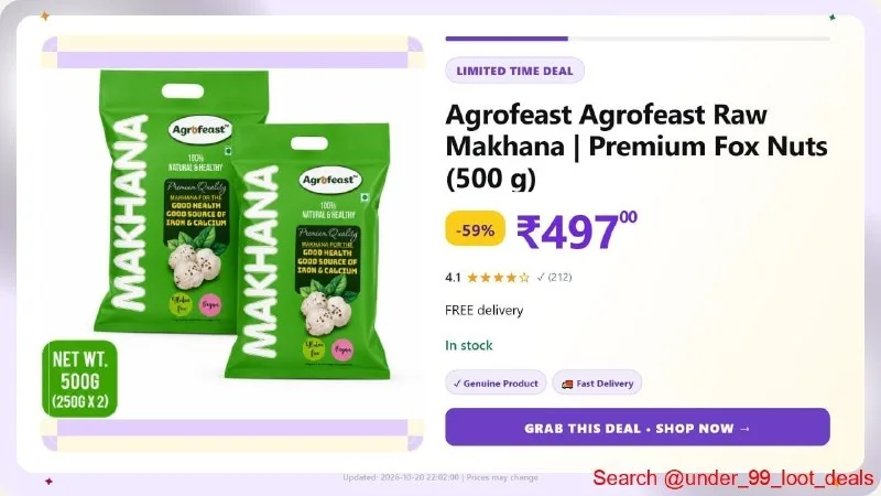 Raw Makhana | Premium Fox Nuts (500 g) at ₹497