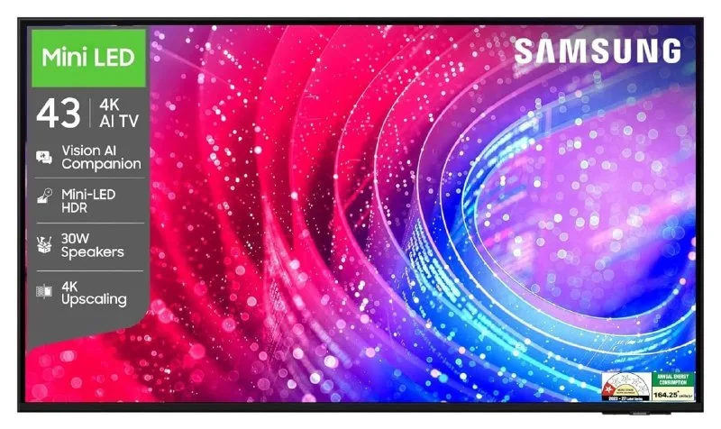 Samsung 43 inch (108cm) Mini LED 4K Vision AI 2026 Smart TV | 30W Speakers | 4K Upscaling at ₹35,490