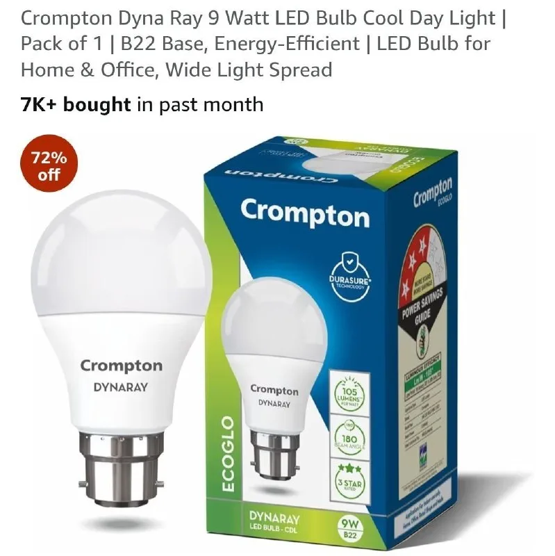 Upto 72% OFF on Crompton LED Bulbs