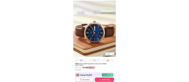 Timex Round 39mm Blue Dial Analog Men Watch - TW0TG6515 at ₹1,168