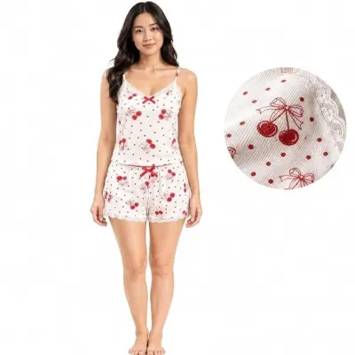 Women’s Satin Night Suit Set with Camisole Top and Matching Shorts at ₹299