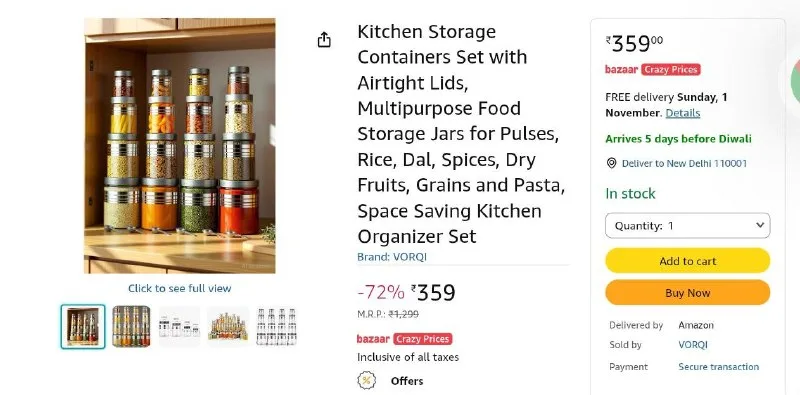 Kitchen Storage Container Set 16 Pcs at ₹359