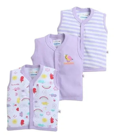 BUMZEE Baby Girls Regular Fit Sleeveless V-Neck Cotton Jablas,Pack of 3 at ₹139