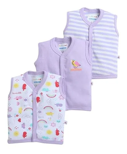 BUMZEE Baby Girls Regular Fit Sleeveless V-Neck Cotton Jablas,Pack of 3 at ₹139