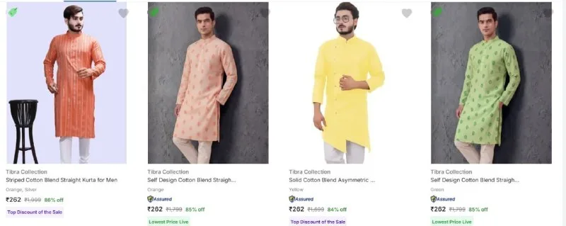 Upto 86% Off - Tibra Collection Men's Kurtas