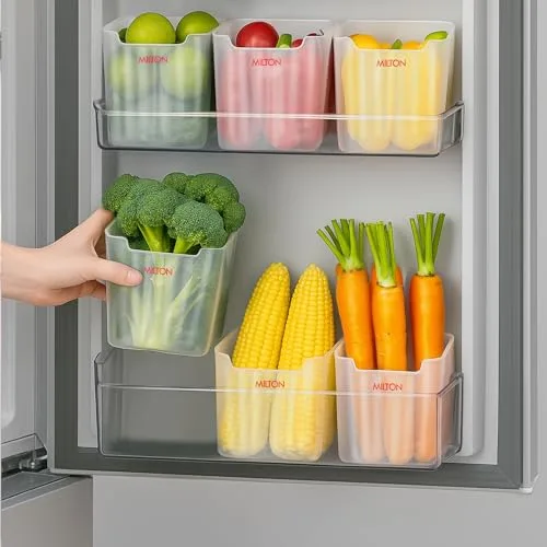 Milton Cryo Fridge Door Storage Boxes Set of 6 Fridge Organizer Container with Waterproof Vinyl Stickers, Space saving Refrigerator Door sid at ₹319
