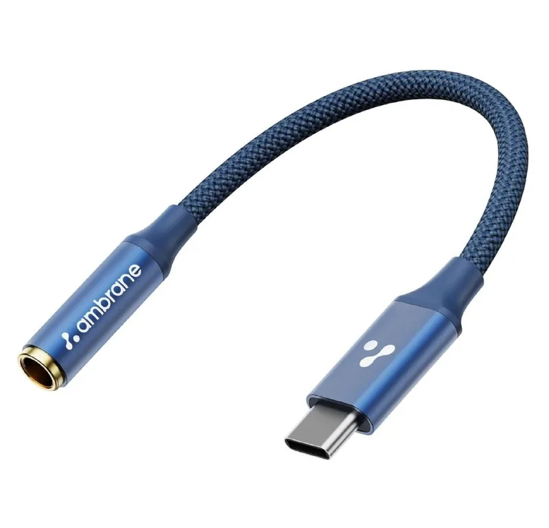 Ambrane Type C to 3.5mm Audio Jack Converter with DAC Headphone Adapter at ₹129