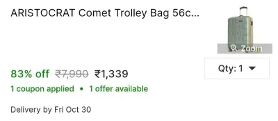 ARISTOCRAT Comet Trolley Bag 56cm at ₹1,339