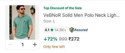 Men's T-Shirt at ₹272