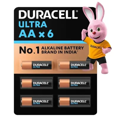Duracell Ultra Alkalline AA Battery , Pack of 6 at ₹ at ₹120