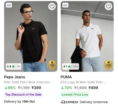 Branded T/Shirts & Shirts 70 - 80% Off