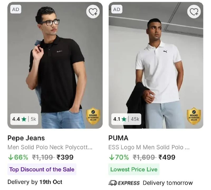 Branded T/Shirts & Shirts 70 - 80% Off