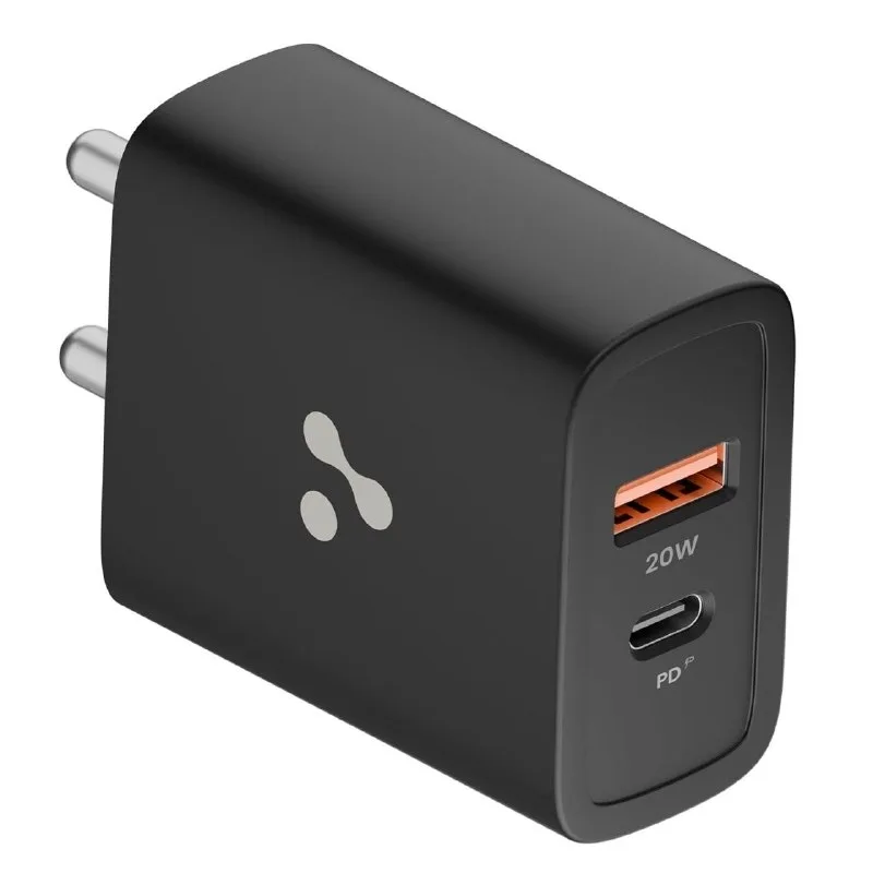 Ambrane 20W Dual Port Wall Charger, USB & Type C Adapter Fast Charging at ₹299