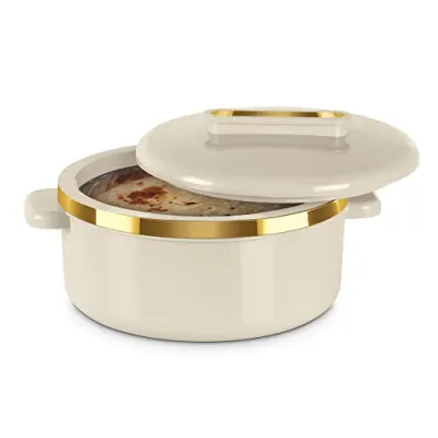 MILTON Curve 1500 Inner Stainless Steel Casserole, 1300 ml, Ivory | BPA Free | Food Grade | Easy to Carry | Easy to Store | Chapati | Roti | at ₹299