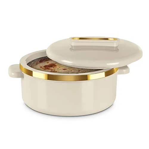 MILTON Curve 1500 Inner Stainless Steel Casserole, 1300 ml, Ivory | BPA Free | Food Grade | Easy to Carry | Easy to Store | Chapati | Roti | at ₹299