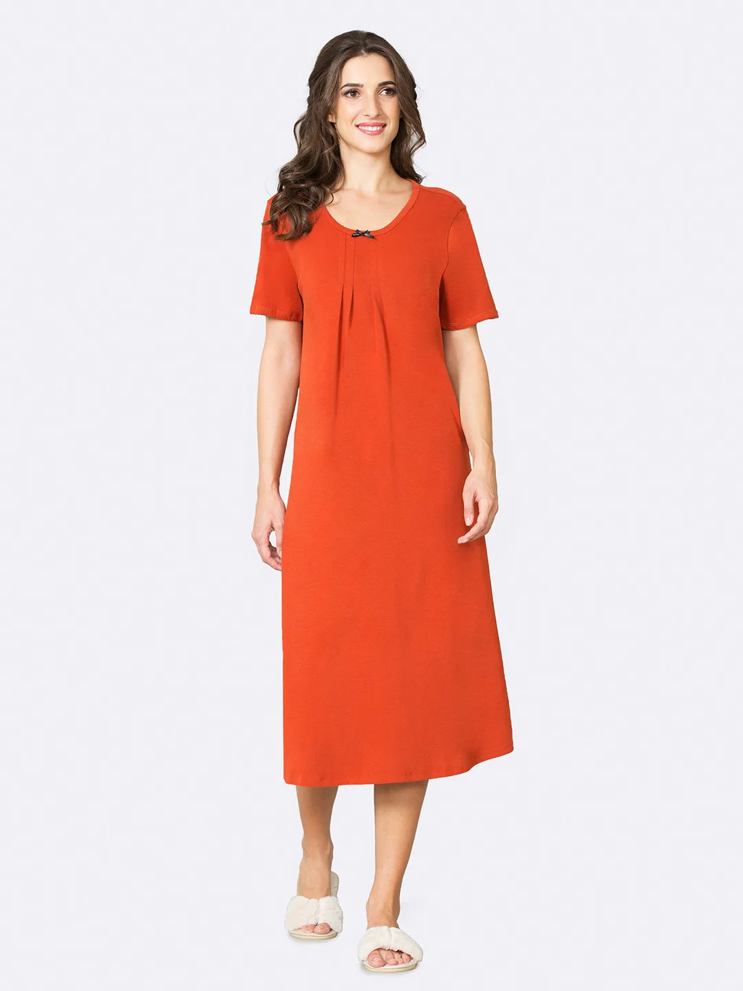Van Heusen Round Neck Pleated Front Lounge Night Gown at ₹188