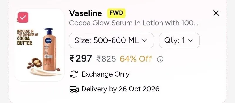 Vaseline Body Lotion 297/- (600 ml)