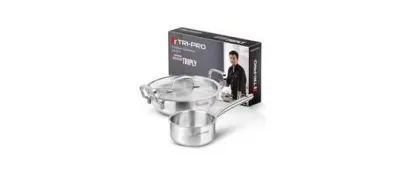 TriPro Triply Stainless Steel 3 Pcs Cookware Set at ₹1,439