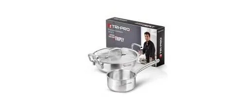 TriPro Triply Stainless Steel 3 Pcs Cookware Set at ₹1,439