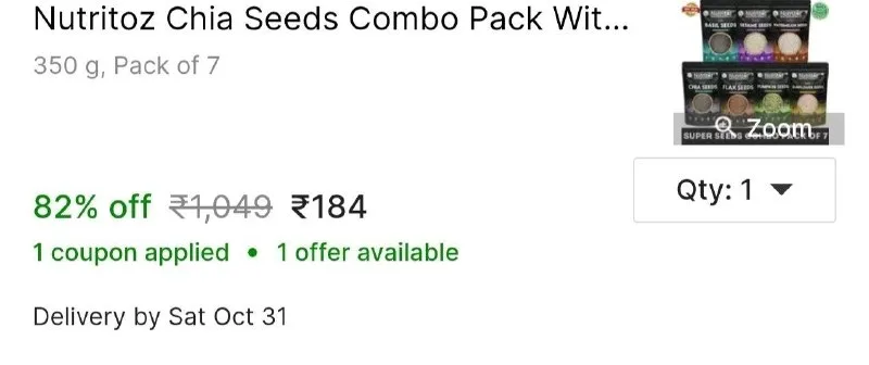 Nutritoz Chia Seeds Combo Pack at ₹184