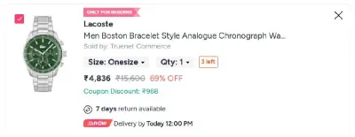 Lacoste Men Boston Bracelet Style Analogue Chronograph Watch 2011346-Green at ₹3,891