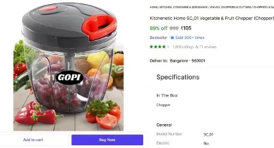 Vegetable & Fruit Chopper at ₹105