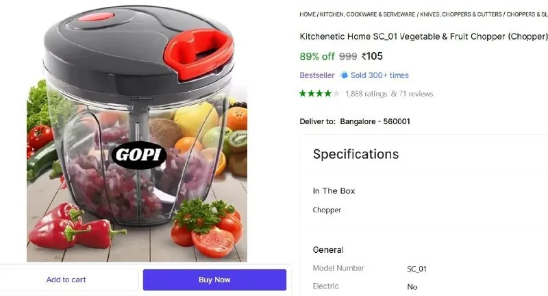 Vegetable & Fruit Chopper at ₹105