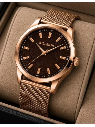 Killer Men Brass Dial & Bracelet Style Straps Analogue Watch at ₹464