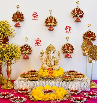 Handmade Lotus Jhumki Style Hangings (Pack of 6) at ₹229