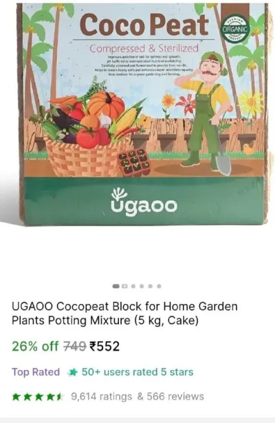 Cocopeat Block for Home Garden Plants Potting Mixture at ₹552