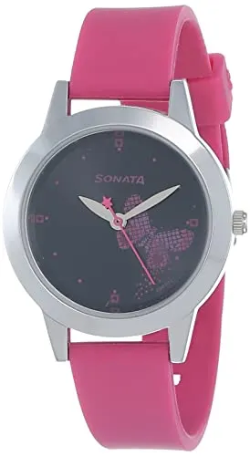 Sonata Quartz Analog Black Dial Pink Plastic Strap Watch for Women - NS87019SP01W at ₹430