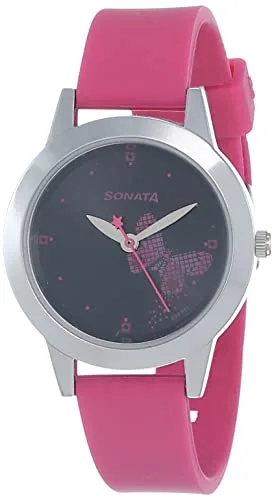 Sonata Quartz Analog Black Dial Pink Plastic Strap Watch for Women - NS87019SP01W at ₹430