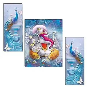 Indianara Set of 3 Ganesha with Peacocks Painting at ₹79