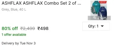 Set of 2 School Backpack (Grey, Blue, 40 L) at ₹498