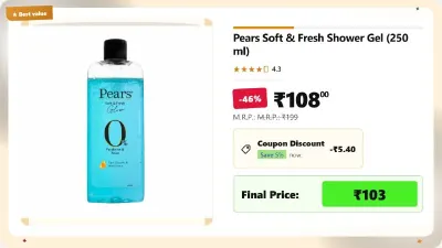 Pears Soft & Fresh Shower Gel (250 ml) at ₹103